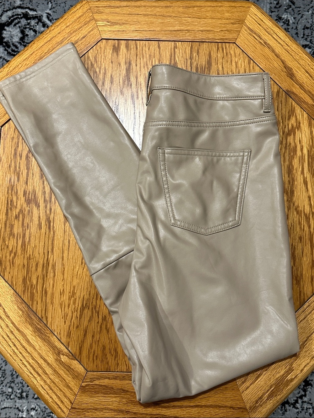 *7 FOR ALL MANKIND* Taupe Faux Leather Jegging Pants Size Medium